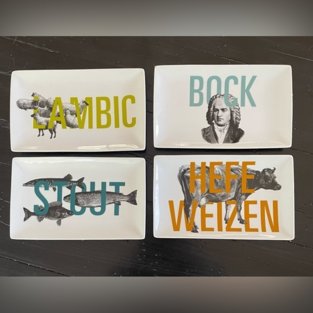Crate and Barrel NWT‎ beer theme cocktail plates